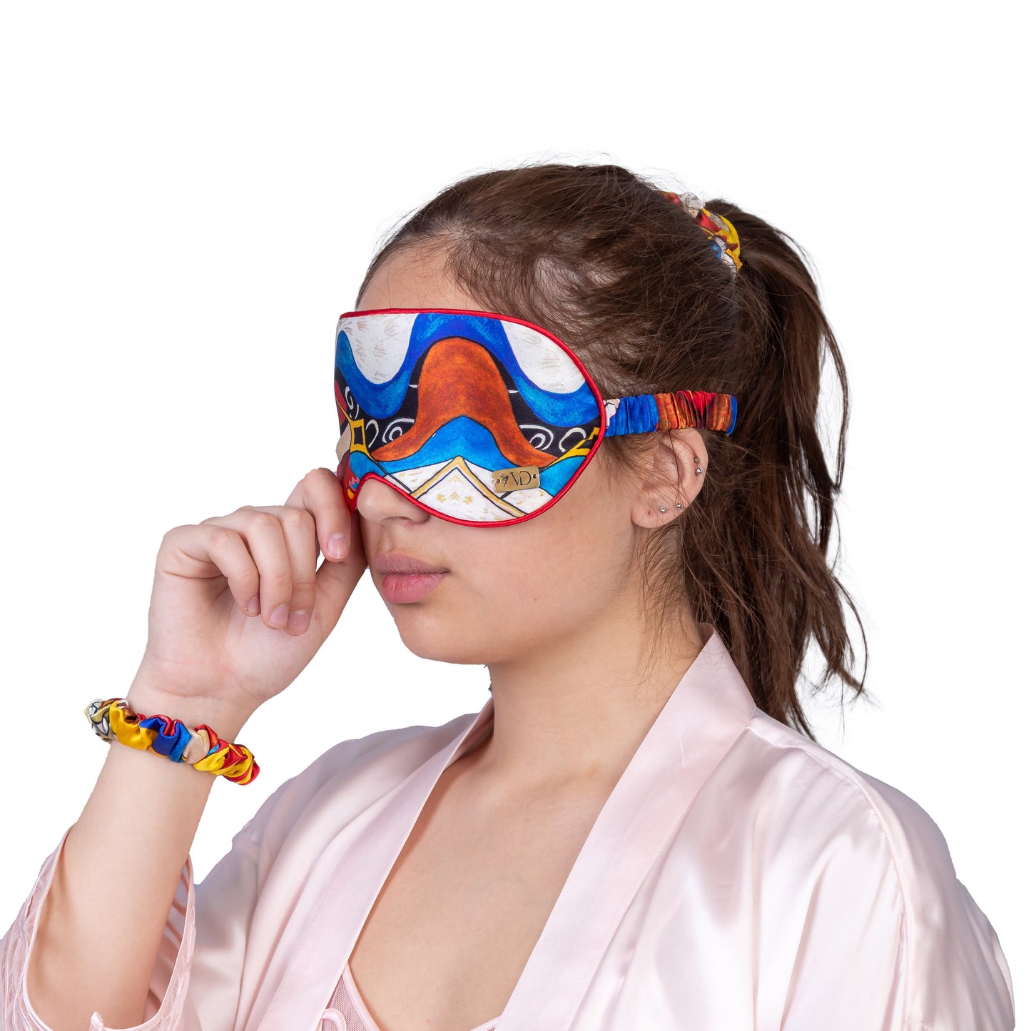 Blue Diamond Abstract / Eye Mask + 2 Scrunchies