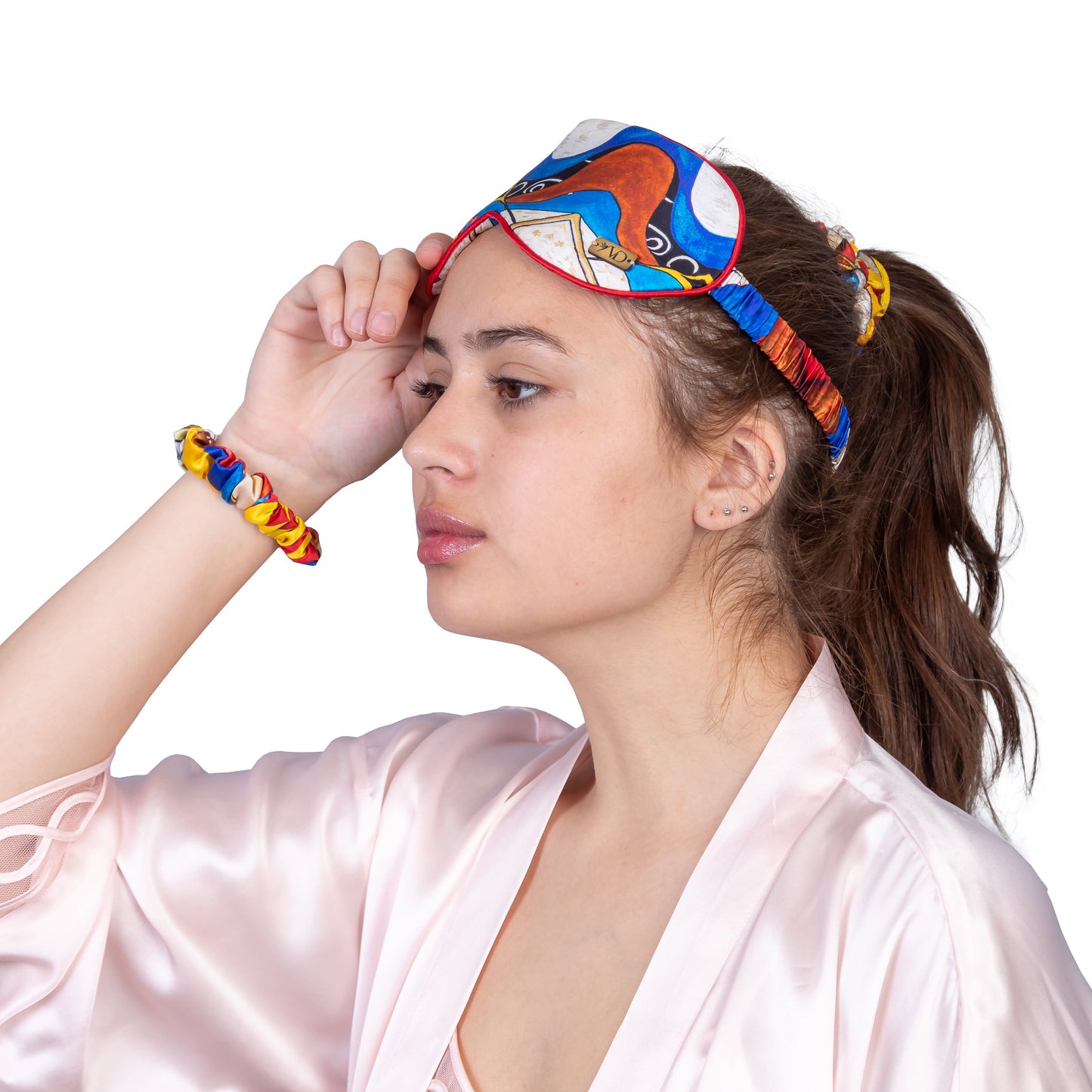 Blue Diamond Abstract / Eye Mask + 2 Scrunchies