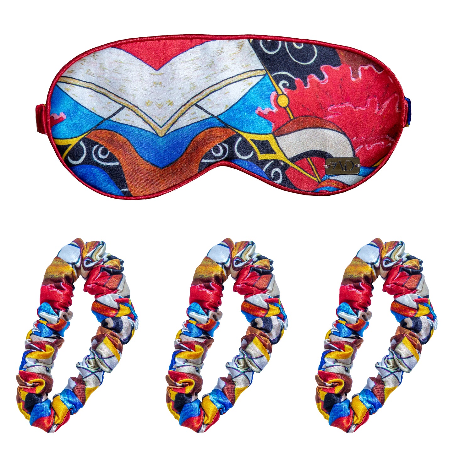 Blue Diamond Abstract / Eye Mask + 3 Scrunchies